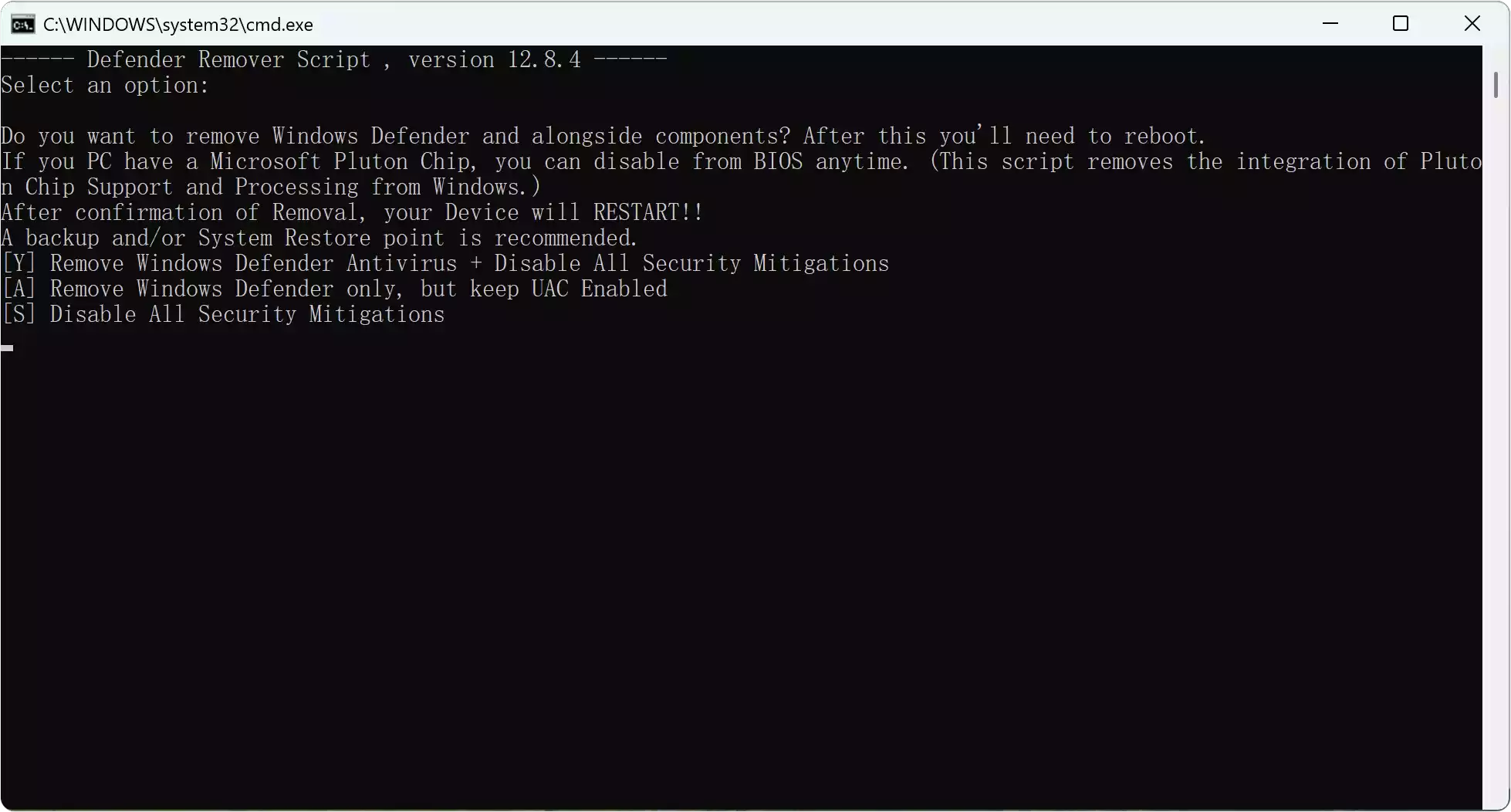 Defender Remover / Defender Disabler：用于删除 Windows 8- Windows 11 中的 Windows Defender 的工具